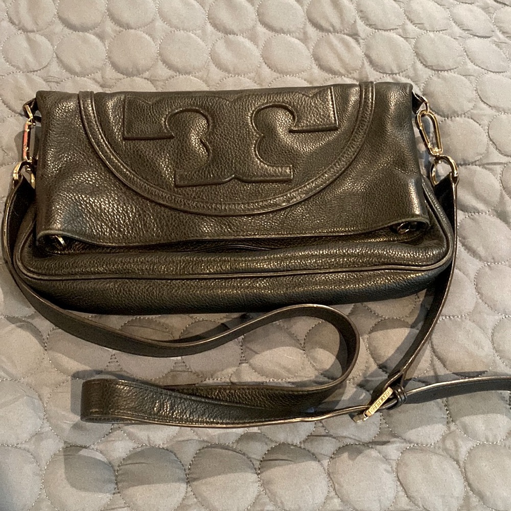 Tory Burch fold over satchel w/ magnetic clasp